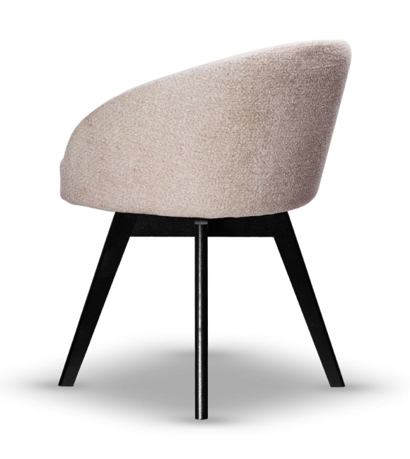 Krzesło Tapicerowane Obrotowe FLOW beżowe noga drewniana czarna