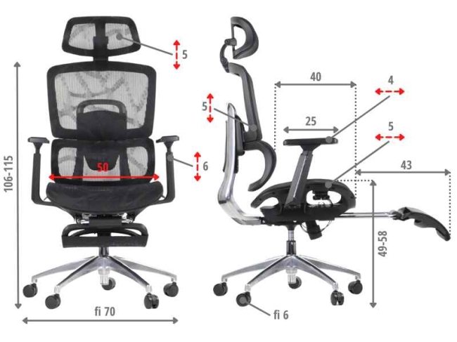 Fotel Obrotowy ERGONEW A1F z podnóżkiem