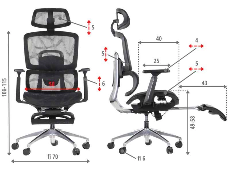 Fotel Obrotowy ERGONEW A1F z podnóżkiem