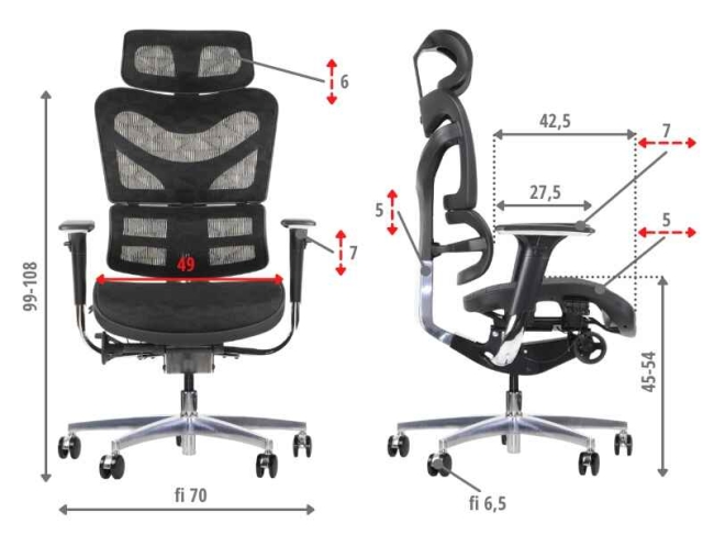Fotel Obrotowy ERGONEW S72 siedzisko siatkowe