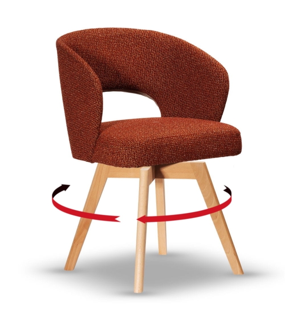 Krzesło Obrotowe Kubełkowe CARLO noga drewniana dąb