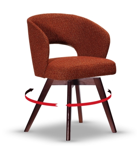 Krzesło Obrotowe Kubełkowe CARLO noga drewniana orzech