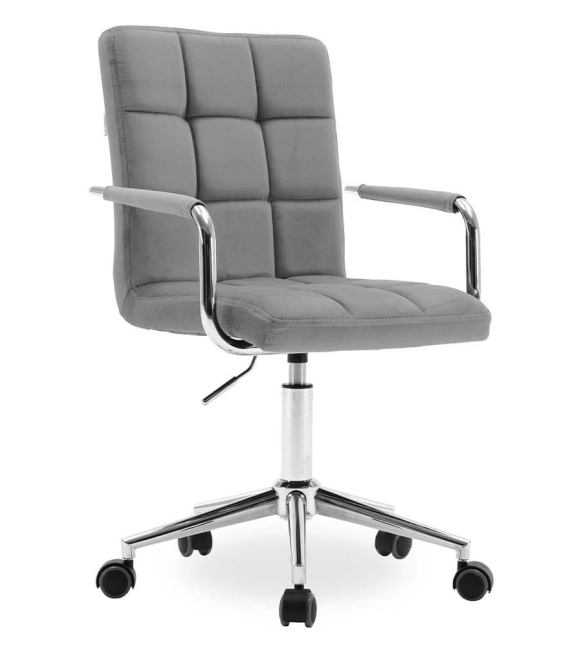krzesło do biurka welurowe REY szary