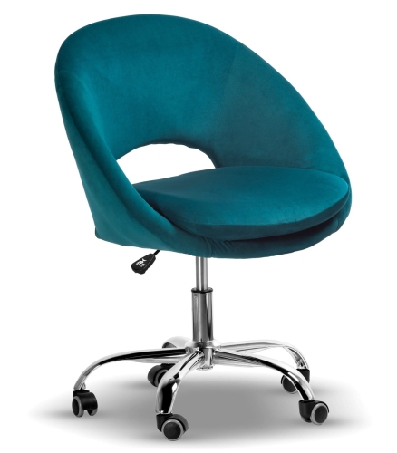 turkusowy fotel obrotowy MONTE na chromowanej podstawie