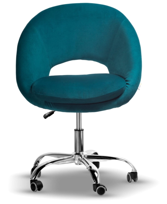 turkusowy fotel obrotowy MONTE na chromowanej podstawie