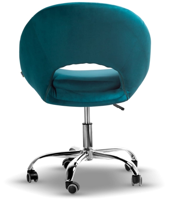 turkusowy fotel obrotowy MONTE na chromowanej podstawie