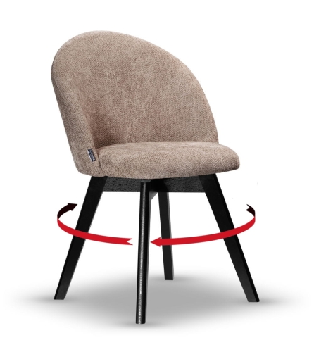 Krzesło Tapicerowane Obrotowe SOUL noga drewniana czarna