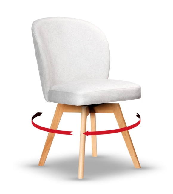 Krzesło Tapicerowane Obrotowe RIO noga drewniana dąb