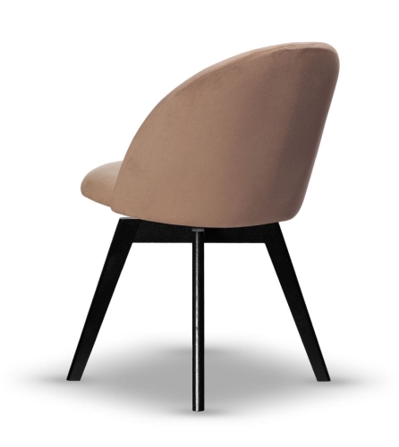 Krzesło Welurowe Obrotowe SOUL ciemny beż noga drewniana czarna