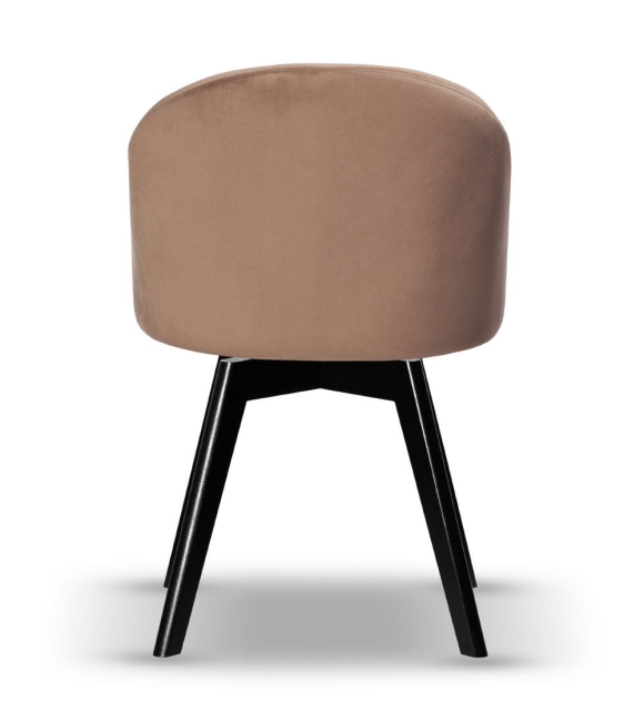 Krzesło Welurowe Obrotowe SOUL ciemny beż noga drewniana czarna