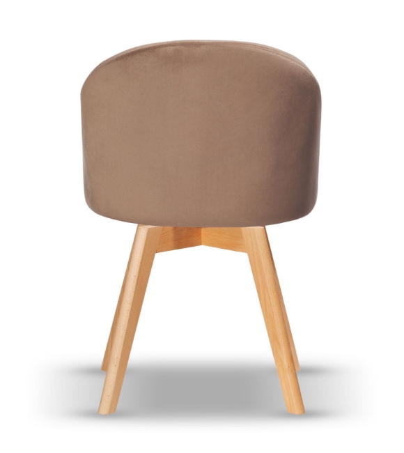 Krzesło Welurowe Obrotowe SOUL ciemny beż noga drewniana kolor dąb