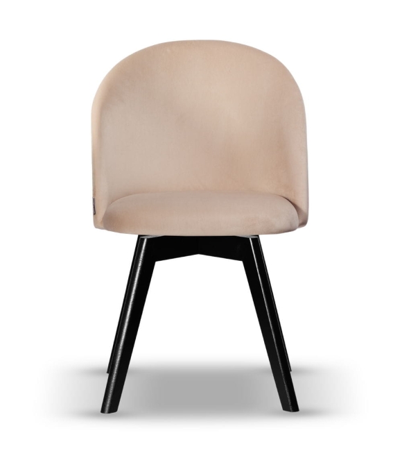 Krzesło Welurowe Obrotowe SOUL jasny beż noga drewniana kolor czarny