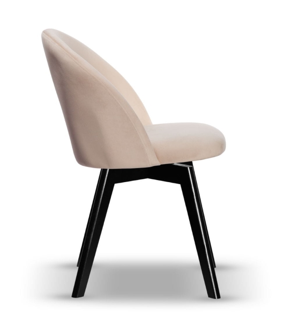 Krzesło Welurowe Obrotowe SOUL jasny beż noga drewniana kolor czarny