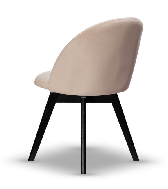 Krzesło Welurowe Obrotowe SOUL jasny beż noga drewniana kolor czarny