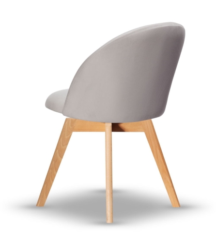 Krzesło Welurowe Obrotowe SOUL jasny szary noga drewniana kolor dąb