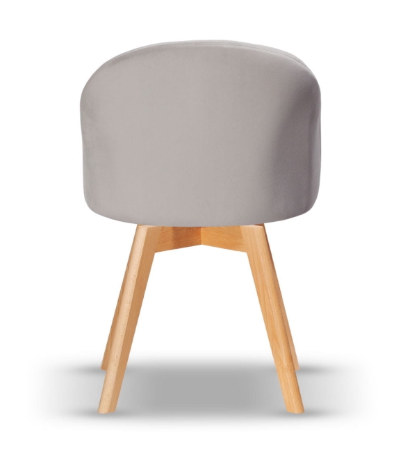 Krzesło Welurowe Obrotowe SOUL jasny szary noga drewniana kolor dąb