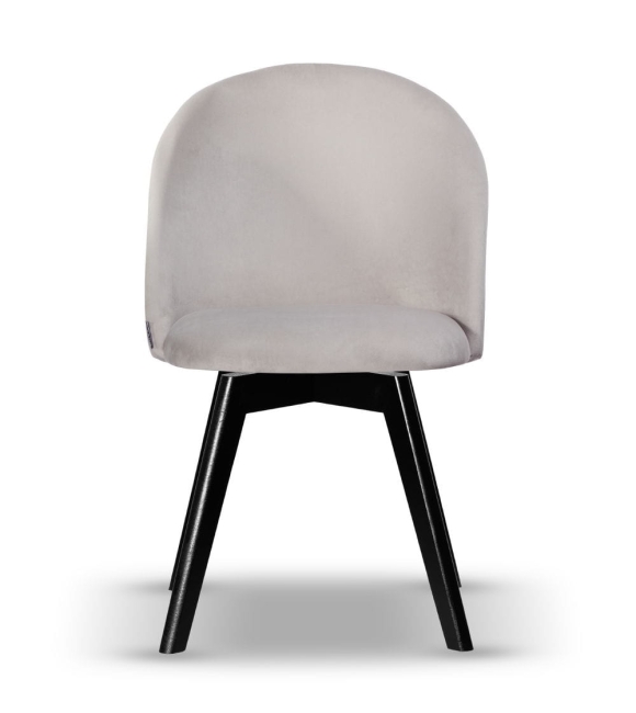 Krzesło Welurowe Obrotowe SOUL jasny szary noga drewniana kolor czarny