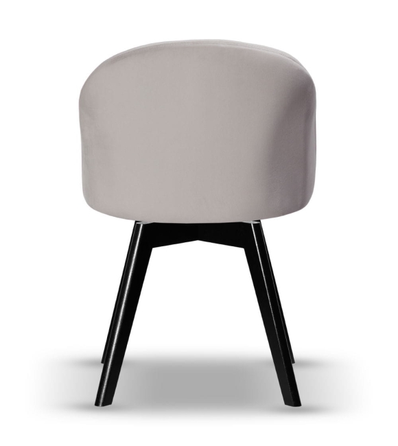 Krzesło Welurowe Obrotowe SOUL jasny szary noga drewniana kolor czarny