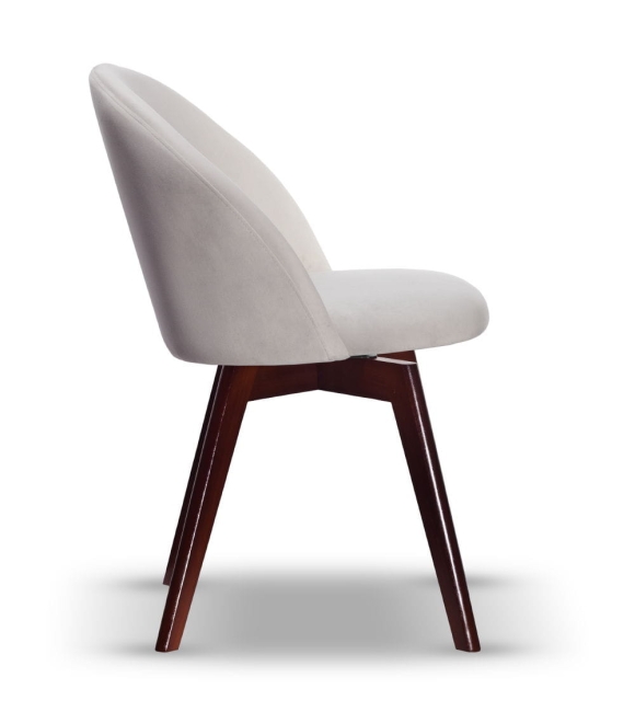 Krzesło Welurowe Obrotowe SOUL jasny szary noga drewniana kolor orzech