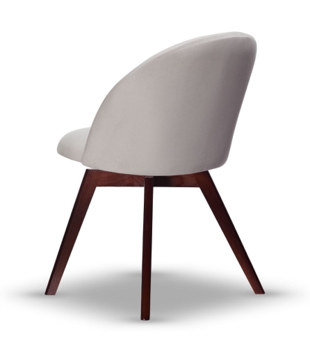 Krzesło Welurowe Obrotowe SOUL jasny szary noga drewniana kolor orzech