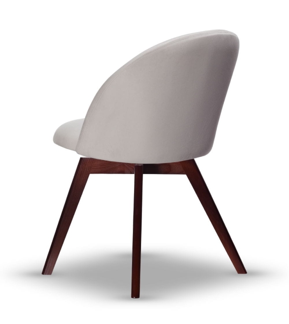 Krzesło Welurowe Obrotowe SOUL jasny szary noga drewniana kolor orzech