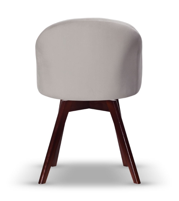 Krzesło Welurowe Obrotowe SOUL jasny szary noga drewniana kolor orzech