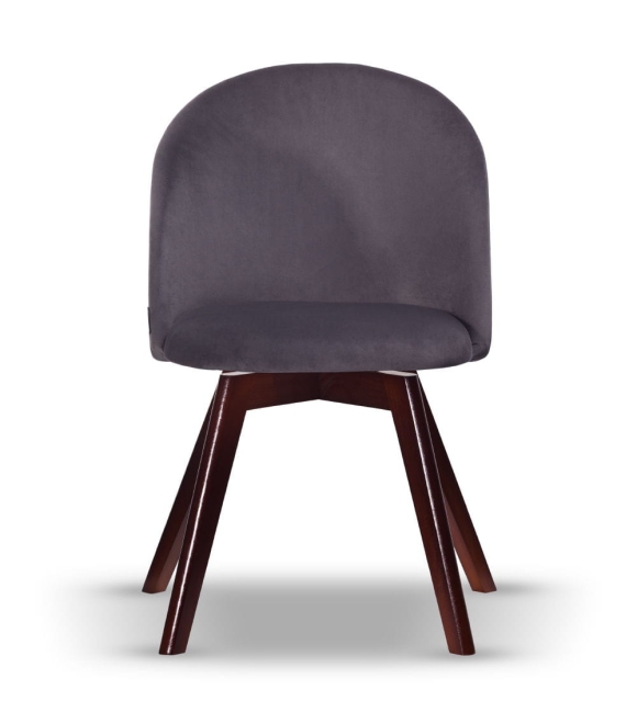 Krzesło Welurowe Obrotowe SOUL ciemny szary noga drewniana kolor orzech