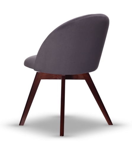 Krzesło Welurowe Obrotowe SOUL ciemny szary noga drewniana kolor orzech