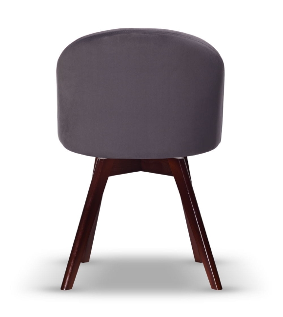 Krzesło Welurowe Obrotowe SOUL ciemny szary noga drewniana kolor orzech