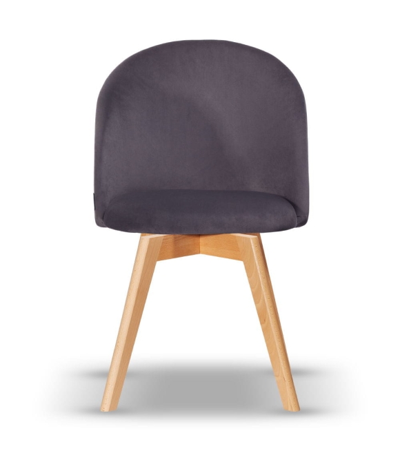 Krzesło Welurowe Obrotowe SOUL ciemny szary noga drewniana kolor dąb