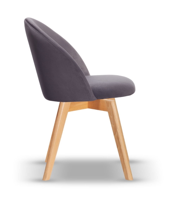 Krzesło Welurowe Obrotowe SOUL ciemny szary noga drewniana kolor dąb