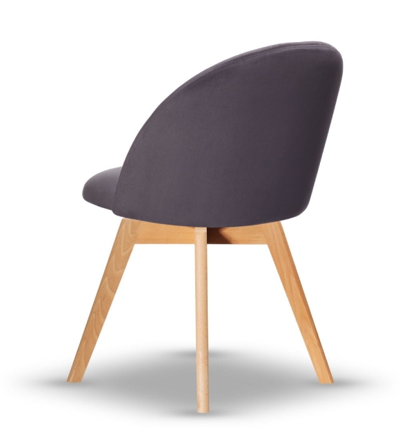 Krzesło Welurowe Obrotowe SOUL ciemny szary noga drewniana kolor dąb