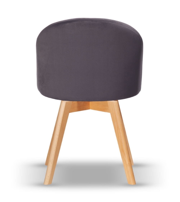 Krzesło Welurowe Obrotowe SOUL ciemny szary noga drewniana kolor dąb