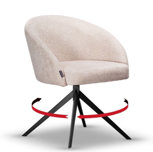 Krzesło Tapicerowane Obrotowe FLOW beżowe metalowa obrotnica slim