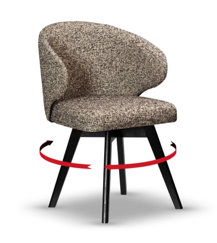 Krzesło Kubełkowe Obrotowe MOLLY noga drewniana kolor czarny