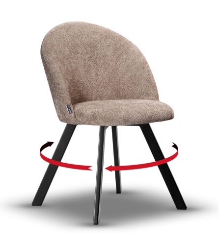 krzesło SOUL tapicerowane tkaniną do wyboru z wzornika, obrotowe siedzisko noga czarna