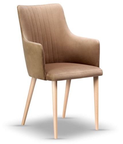 krzesło pikowane VALENTINO-2 z podłokietnikiem drewniana noga