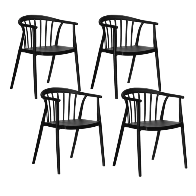 Zestaw 4szt. Krzesło Ogrodowe RIVA czarne