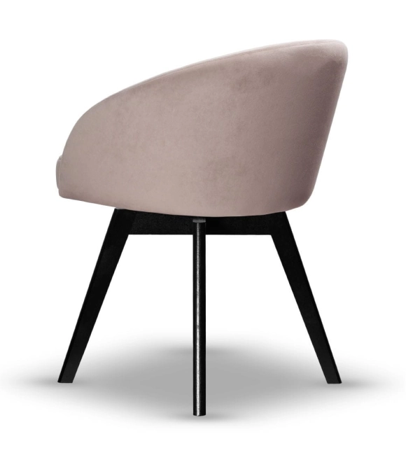 Krzesło Welurowe Obrotowe FLOW beżowe noga drewniana czarna