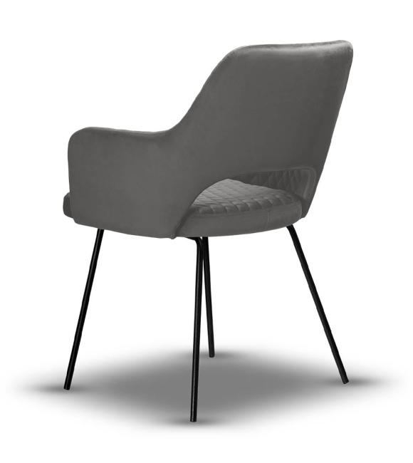 krzesło z podłokietnikami szare PRINCE noga czarna cienka