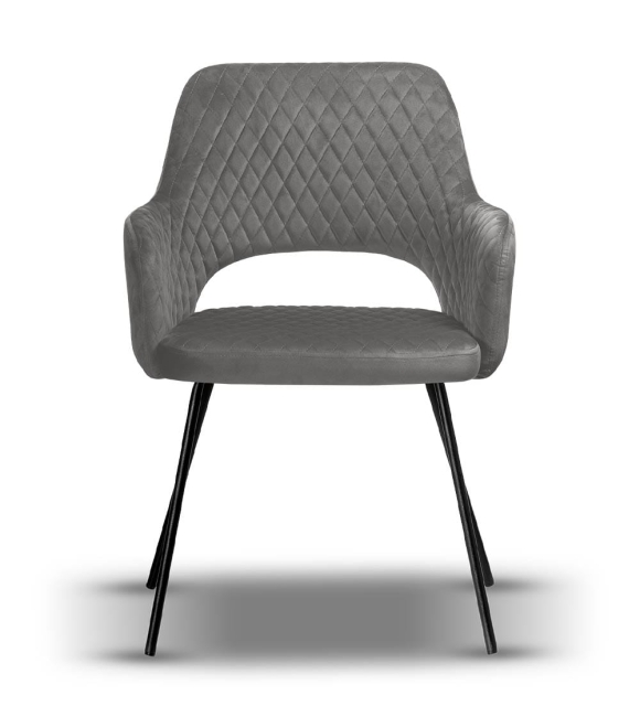krzesło z podłokietnikami szare PRINCE noga czarna cienka