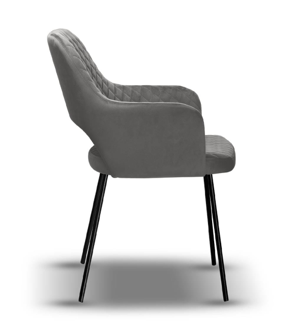 krzesło z podłokietnikami szare PRINCE noga czarna cienka
