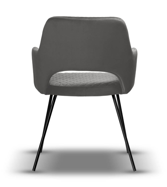 krzesło z podłokietnikami szare PRINCE noga czarna cienka
