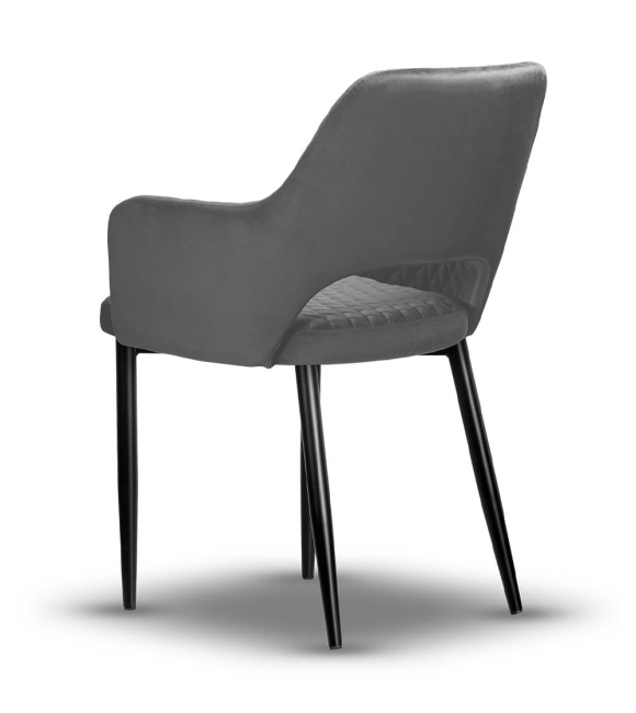 krzesło z pikowane z podłokietnikami PRINCE szare, noga czarna