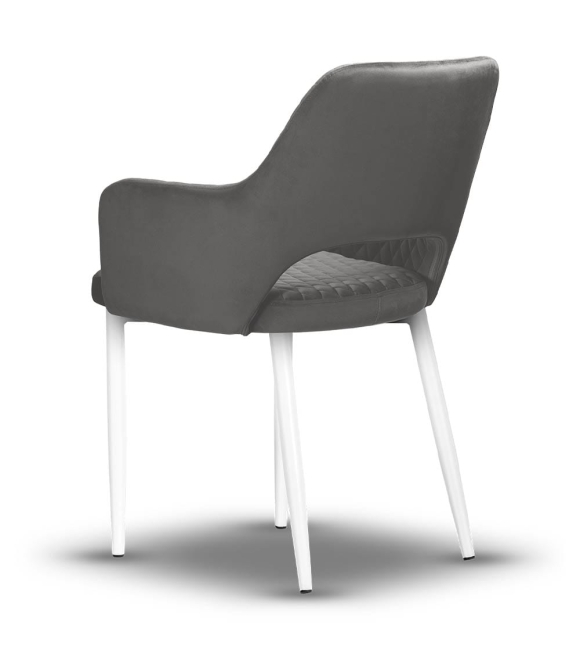 krzesło pikowane z podłokietnikami PRINCE szare, nogi białe