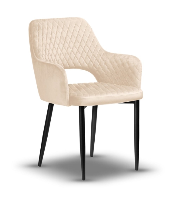 krzesło pikowane z podłokietnikami PRINCE noga czarna