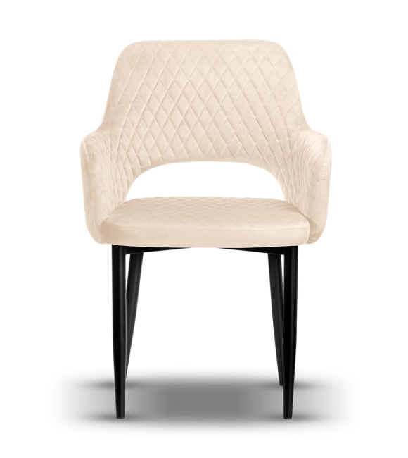 krzesło pikowane z podłokietnikami PRINCE noga czarna