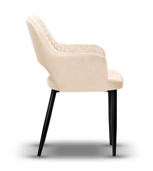 krzesło pikowane z podłokietnikami PRINCE noga czarna