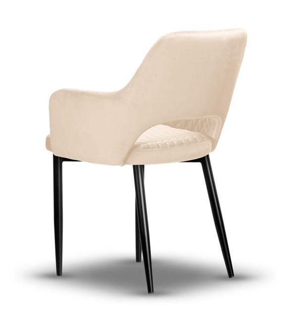 krzesło pikowane z podłokietnikami PRINCE noga czarna