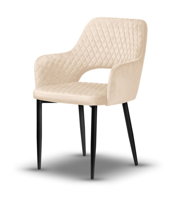 krzesło pikowane z podłokietnikami PRINCE noga czarna